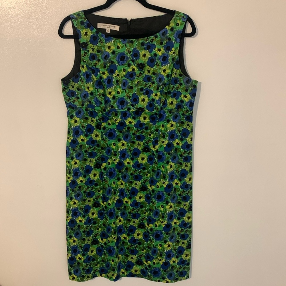 Floral Green and Blue Sleeveless Dress